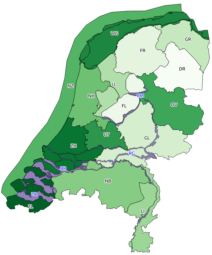 Regio's voor watervogeltellingen