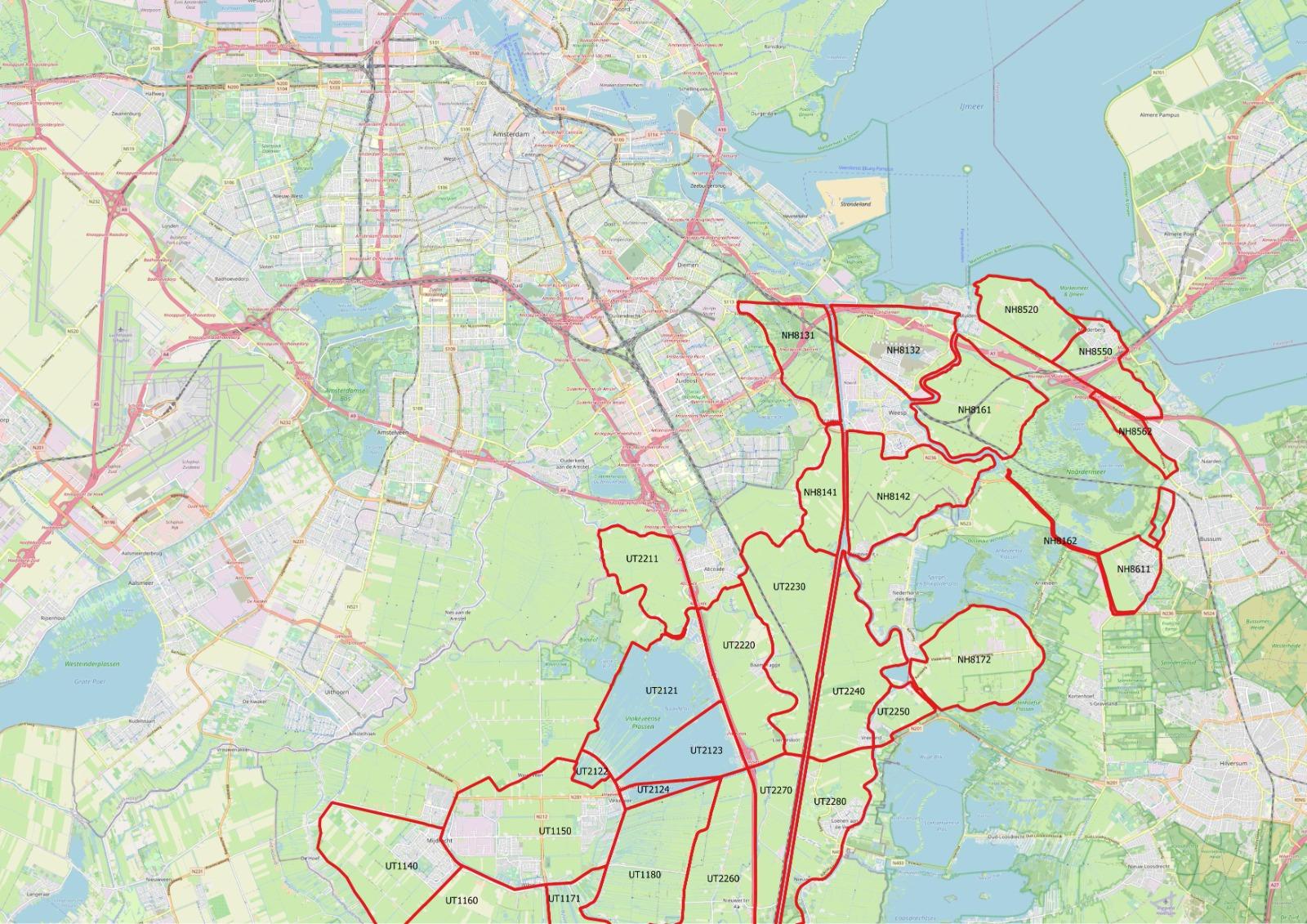 Figuur: vacante gebieden monitoringsgebied Polders Ronde Hoep en Groot-Mijdrecht